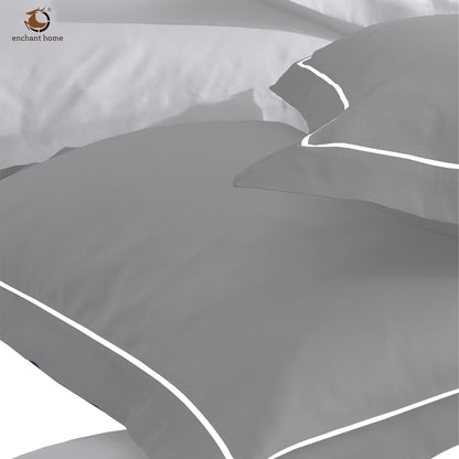 Pure Cotton 300 TC Solid Pillow Cover Set - Silver