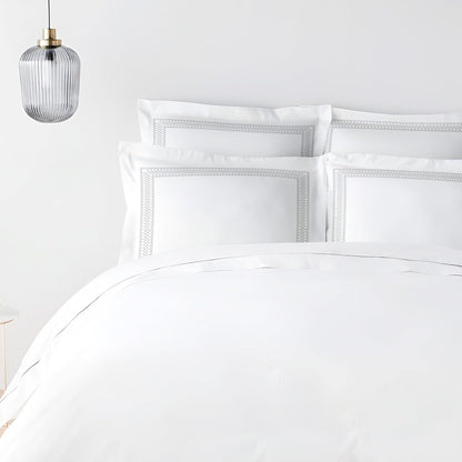 Pure cotton 500 TC premium pillow cover set in silver lattice pattern