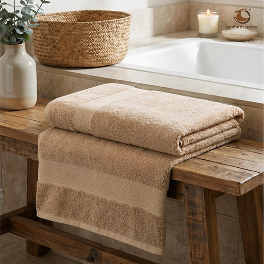 Pure Cotton Terry Bath Towel (29" x 59", Beige)