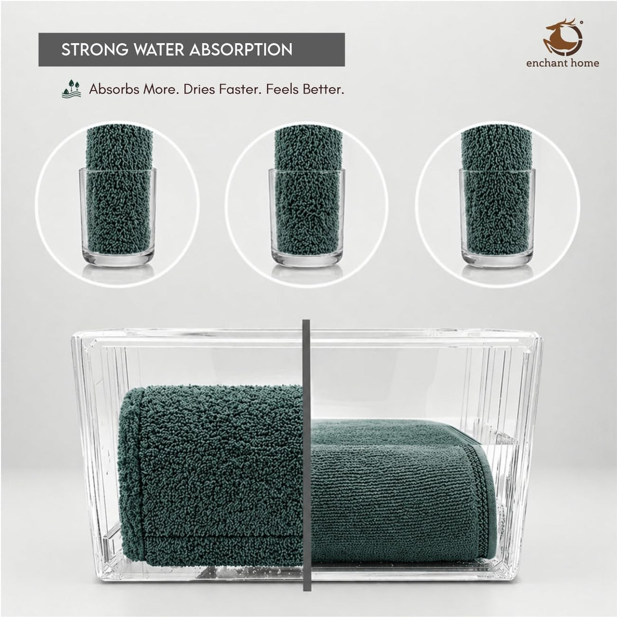 Pure Cotton Terry Bath Towel (29" x 59", Dark Green)