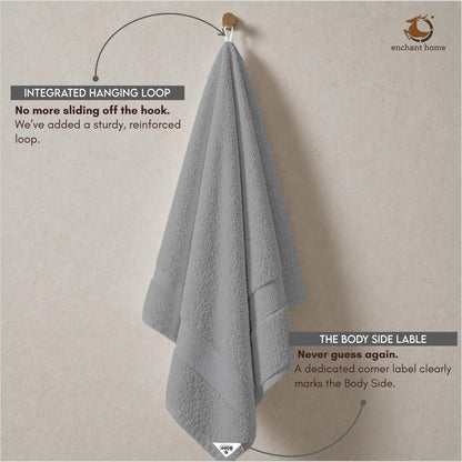 Pure Cotton Terry Bath Towel (29" x 59", Silver)
