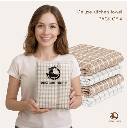 Pure Cotton Kitchen Towel Set (15'' x 23'', Beige)