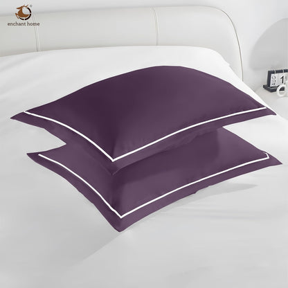 Pure Cotton 300 TC Solid Pillow Cover Set - Plum