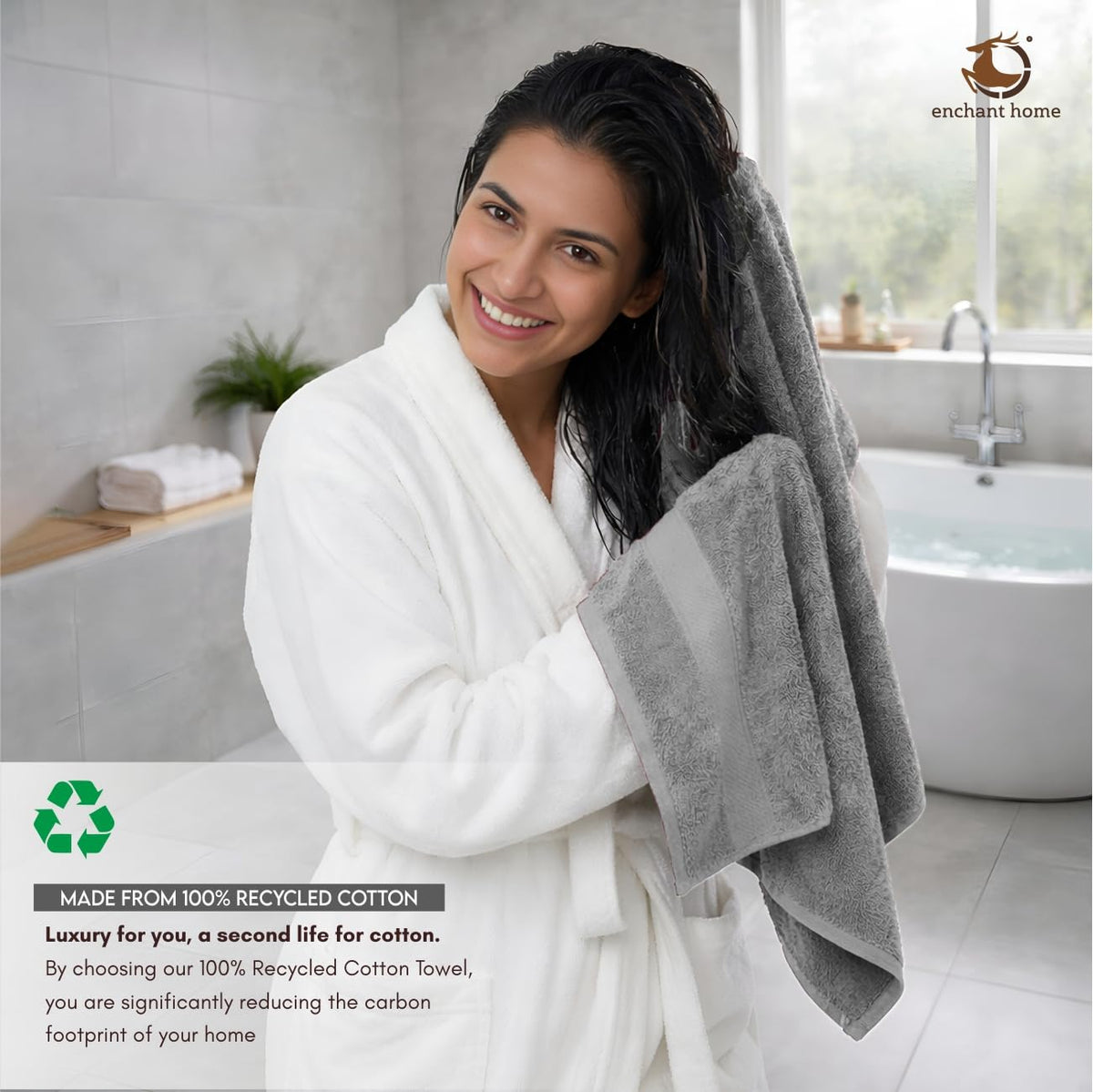 Pure Cotton Terry Bath Towel (29" x 59", Silver)