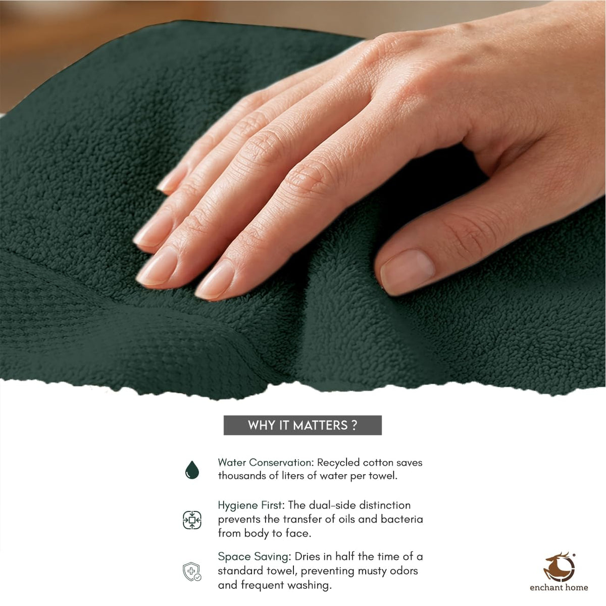 Pure Cotton Terry Bath Towel (29" x 59", Dark Green)
