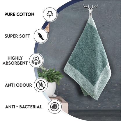 Pure Cotton Jacquard Hand Towels - Green square