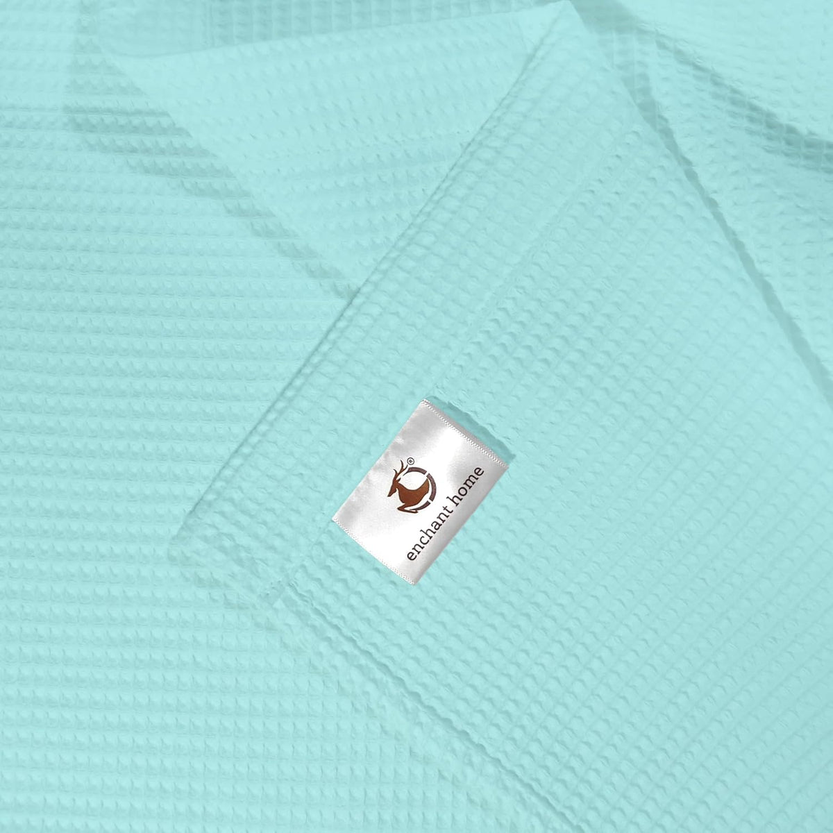 Pure Cotton Waffle Hand Towels - Aqua