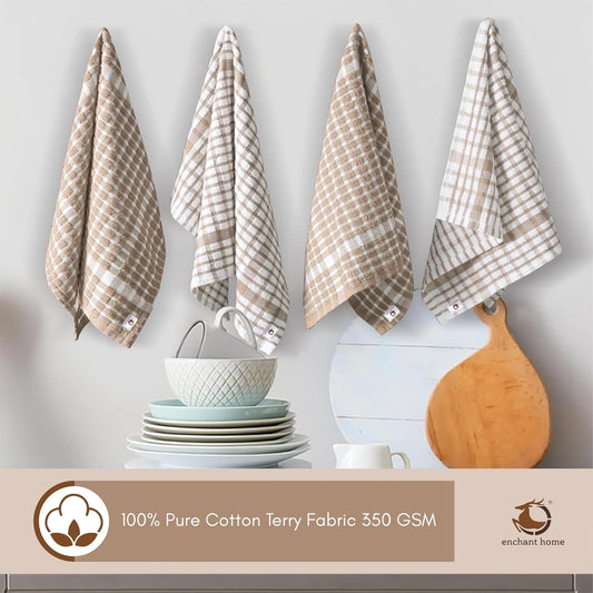 Pure Cotton Kitchen Towel Set (15'' x 23'', Beige)