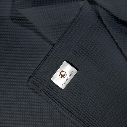 Charcoal cotton waffle bath towel folded view