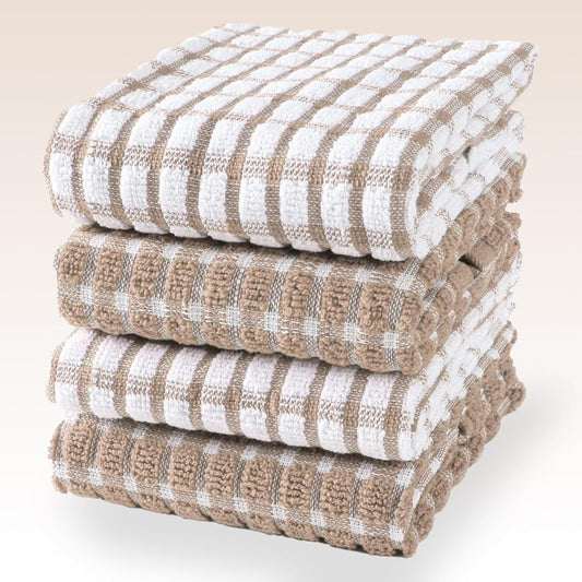 Pure cotton kitchen towel set in beige, 15 x 23 inches