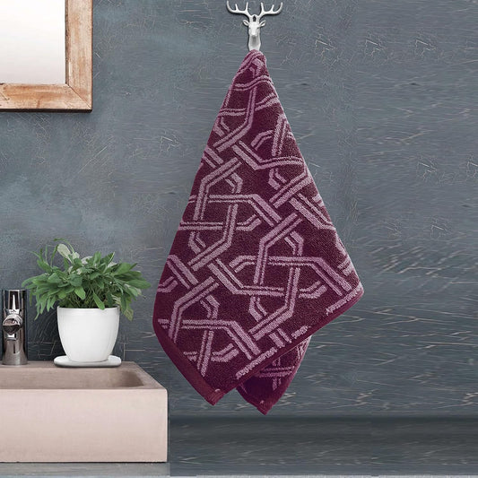 Pure cotton jacquard hand towel in wine