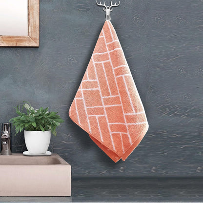 Pure cotton jacquard hand towel in orange