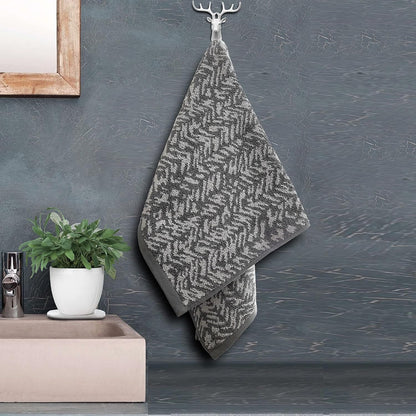 Pure cotton jacquard hand towel in grey