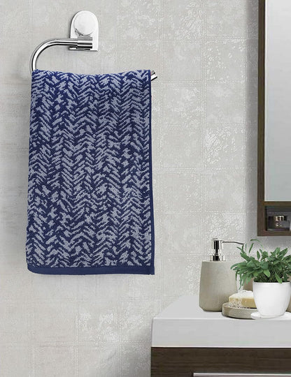 Pure Cotton Jacquard Hand Towels - Blue