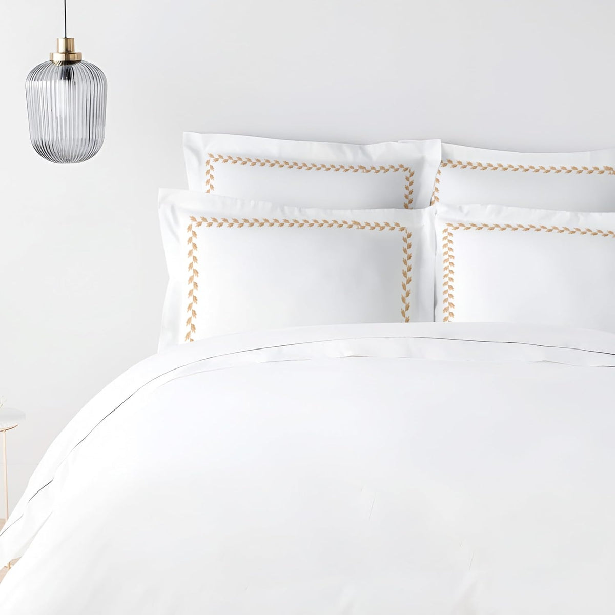 Pure cotton 500 TC premium pillow cover set in golden leaflets print