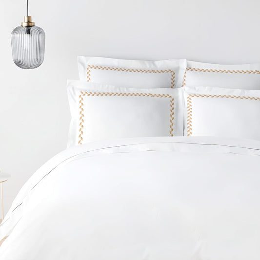 Pure cotton 500 TC premium pillow cover set in golden leaflets print