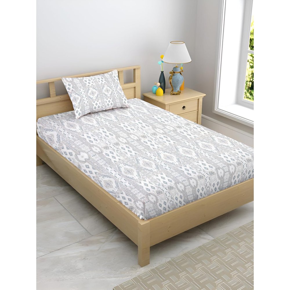 Satin Glory 200 TC pure cotton single bedsheet in blue