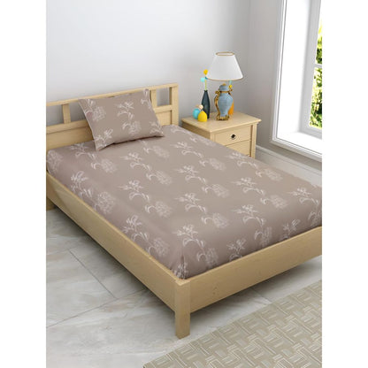 Satin Glory 200 TC pure cotton single bedsheet in brown