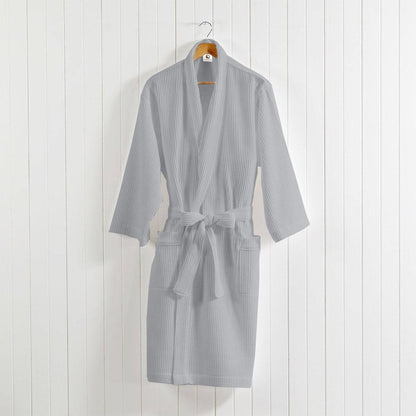 Pure Cotton Unisex Waffle Bath Robe - Grey